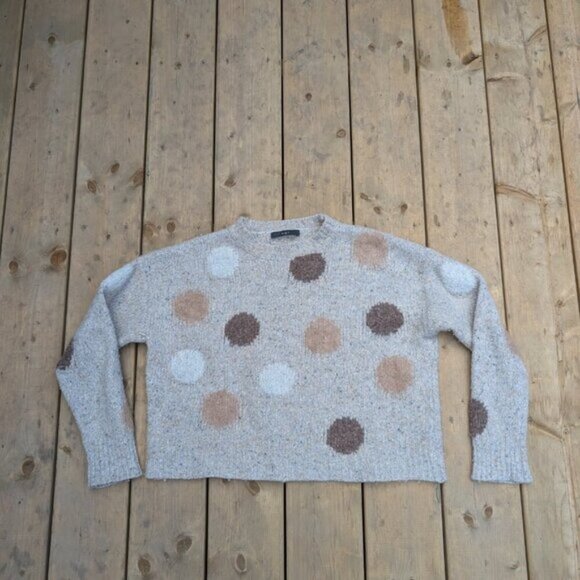 Oui Women's Alpaca Wool Blend Polka Dot Knitted Pullover Sweater Size 8 - Picture 4 of 12